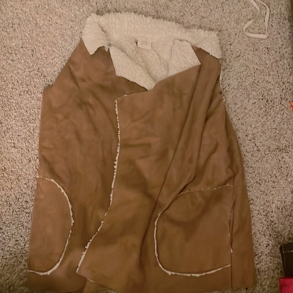 Sleeveless faux fur lined coverup